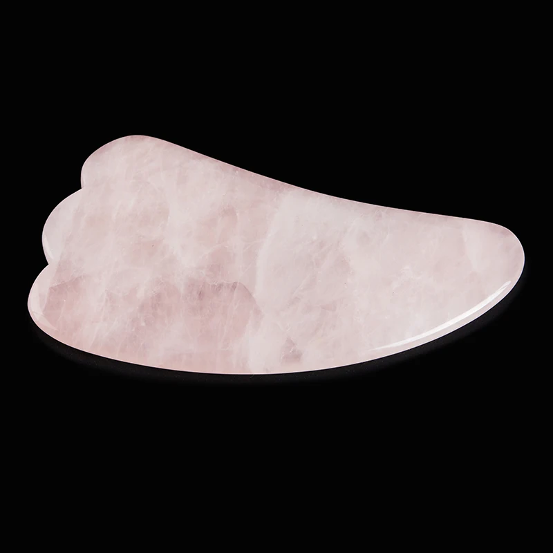 Juego de masajeador facial de cuarzo rosa, tabla de raspado con rodillo, adelgazamiento facial, belleza, piedra Natural Guasha, palo de masaje de doble punta