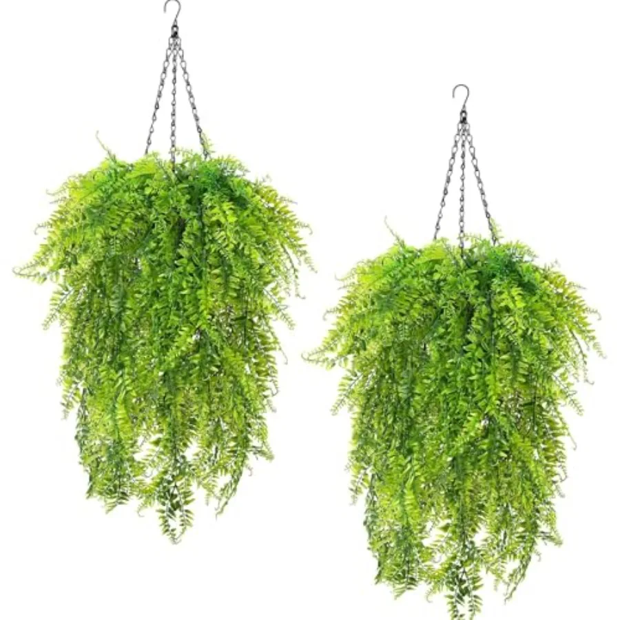 

Искусственные подвесные корзины с папоротником для улицы, реалистичные имитации подвесных растений, устойчивые к УФ-излучению, имитация бостонского папоротника