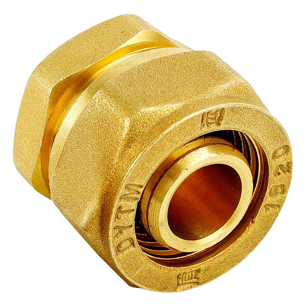 Alumínio Plastic Pipe Fittings Plug para aquecimento de piso, latão Compressão Straight Pex, End Cap, 1216/1620/2025