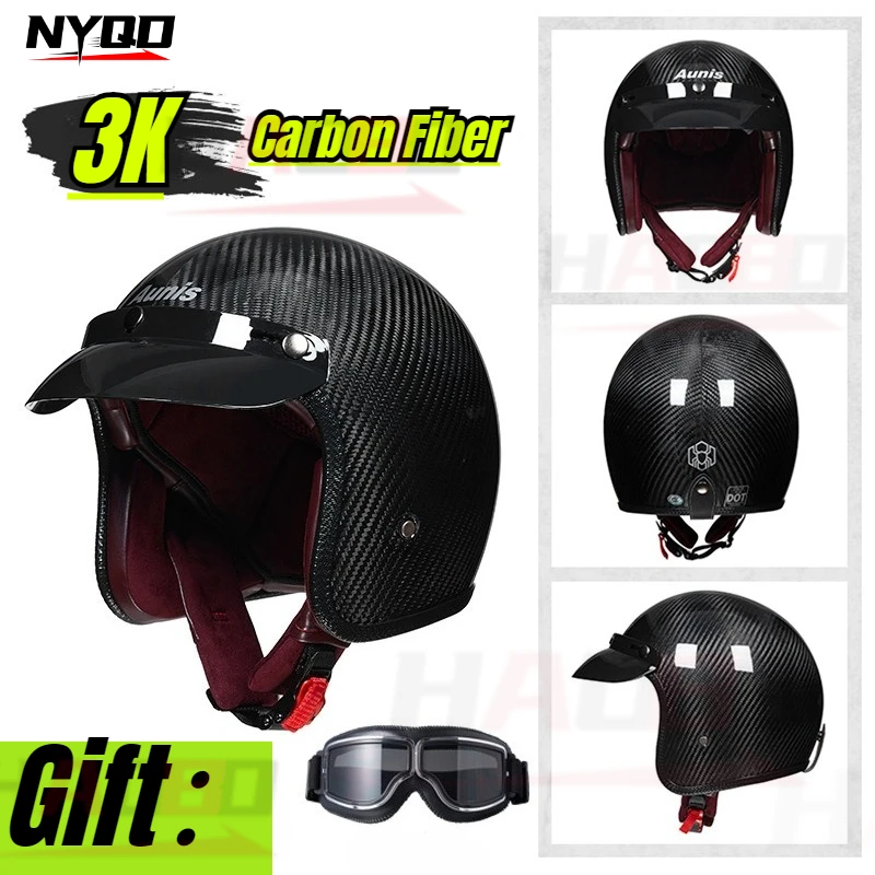 

Carbon Fiber Motorcycle Helmet Retro Lightweight Men's and Women's Motorcycle Helmet Summer Cycling 3C Certified Casco Moto