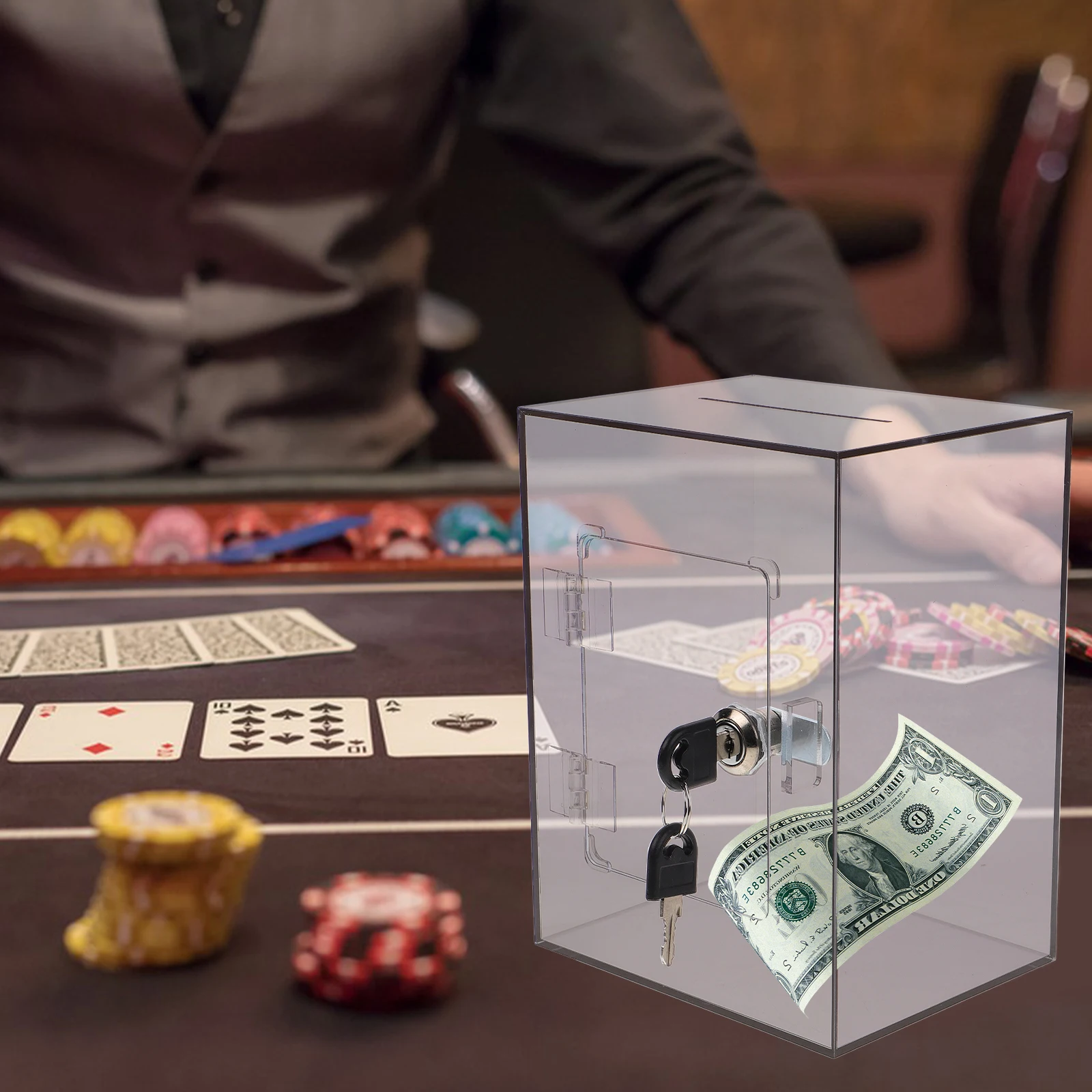 

Acrylic Money Box with Lock Clear Donation Suggestion Complaint Letter Storage Container for Business Use Safe Box