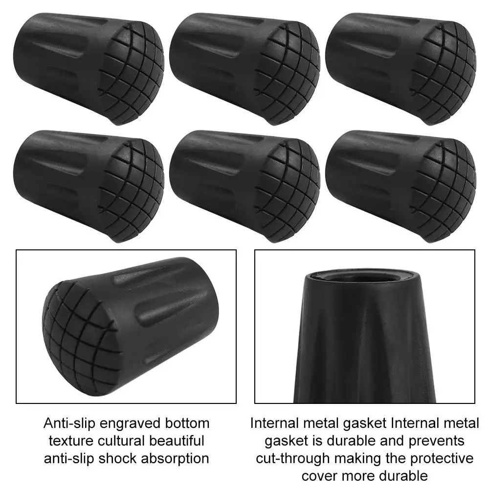 Rubber Walking Stick Tip Protector Non-slip Anti-Skid Trekking Pole Bottom Cover 11mm Wear -resistant