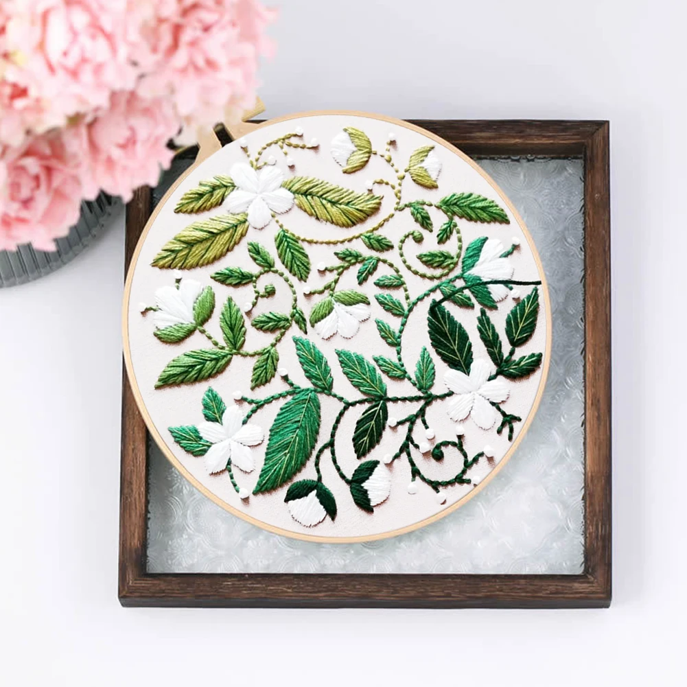 مجموعة غرز متقاطعة على شكل زهرة مجموعة تطريز مطبوعة يدويًا لهدايا المبتدئين مقاس 30 × 30 سم #6