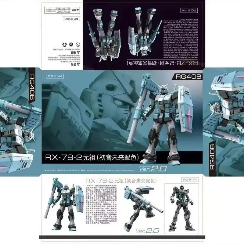 Rg40b 1/144 Rx-78-2 Yuanzu Ver.2.0 Hatsune Miku Farbiger Bausatz Actionfigur mit Wassertransfers Anime Mecha Spielzeug Geschenk