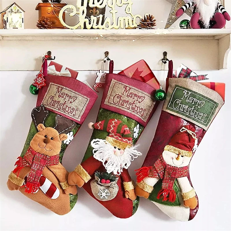 Extra Large Christmas Stockings Socks Merry Christmas Party Favors Stockings For Xmas Tree Decoration Hanging Stockings