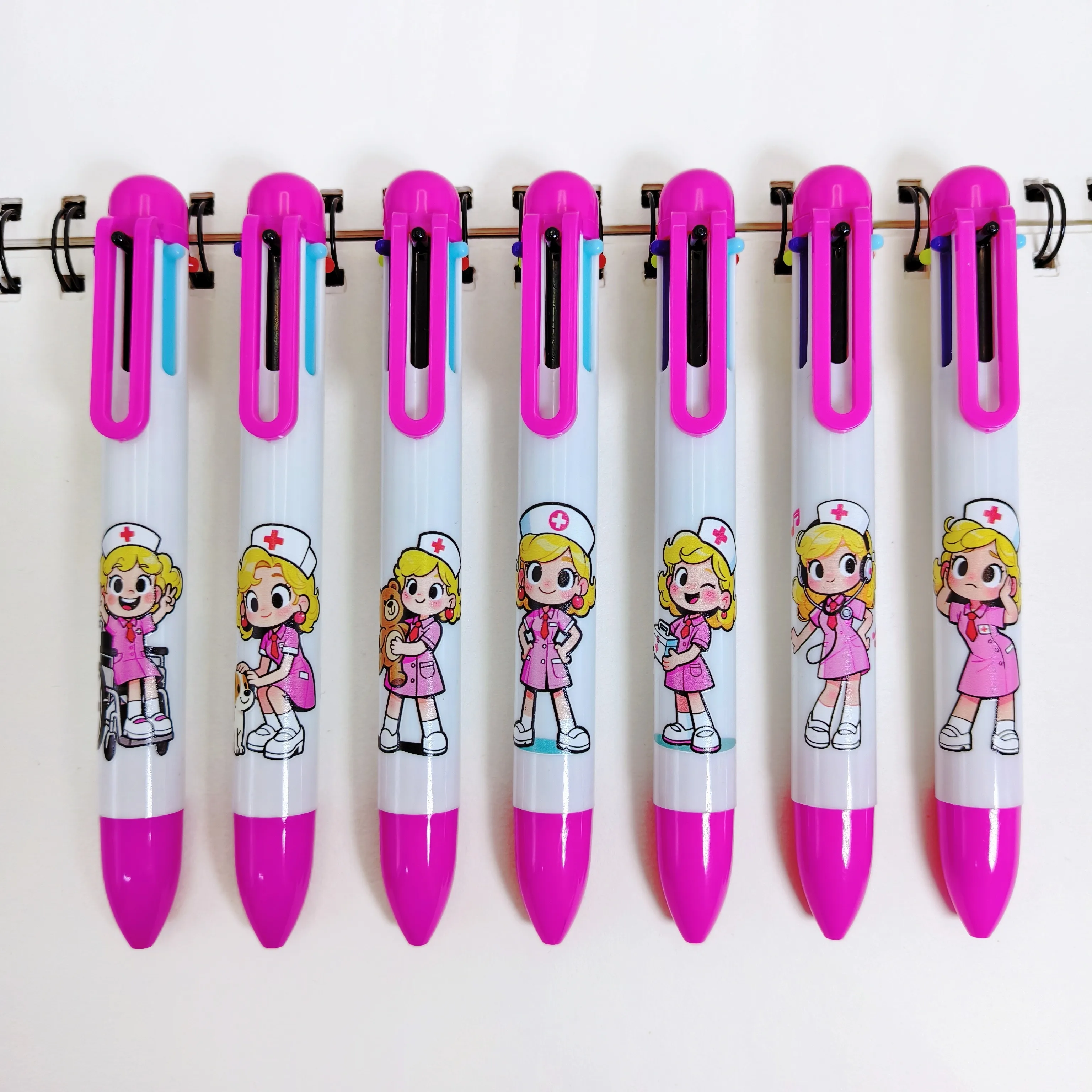 

7 шт./14 шт., креативная разноцветная ручка на тему медсестры, милая шариковая ручка «шесть в одном» для женщин и медсестер