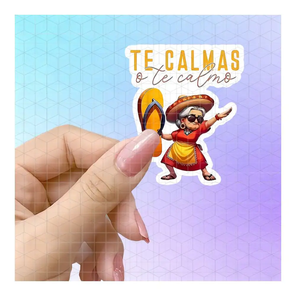 Te Calmas O Te Calmo Mexican Abuela 3-inch Sarcastic Sticker For Laptops, Phones, Water Bottles