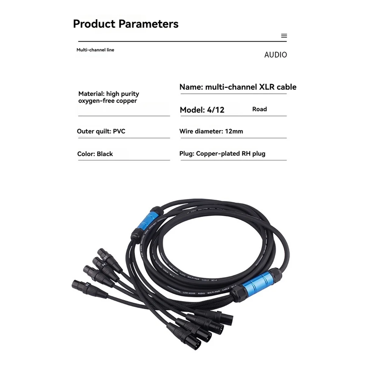 ABGN Snake Cable 12Channel XLR Cable 3Pin Male to Female Multi-Media Professional Audio Extension Stage Extension Cord,3Meter