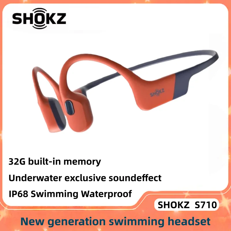 SHOKZ S710 OpenRun Swimming Headphones Bone Conduction IP68 Waterproof Wireless Bluetooth Sport Headset for Swimming Running