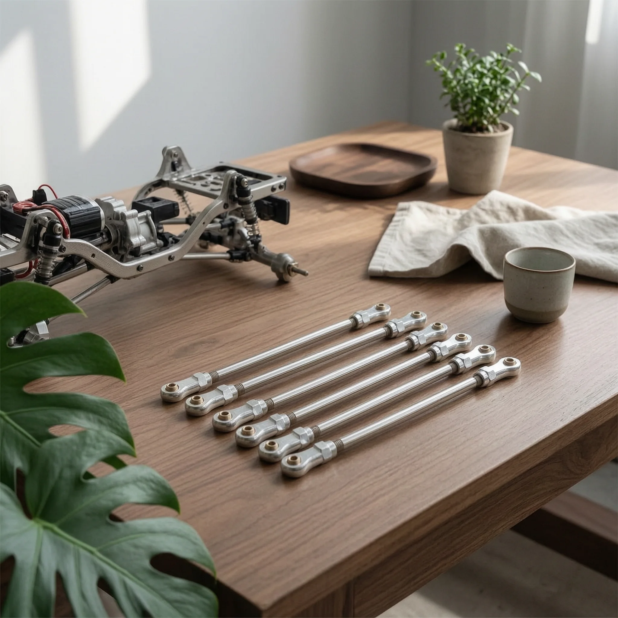 8 Pieces RC Link Kit with Metal Ends Silver Tie Rod Kit Link Rod Strong Hardware Impact-Resistant for Builders