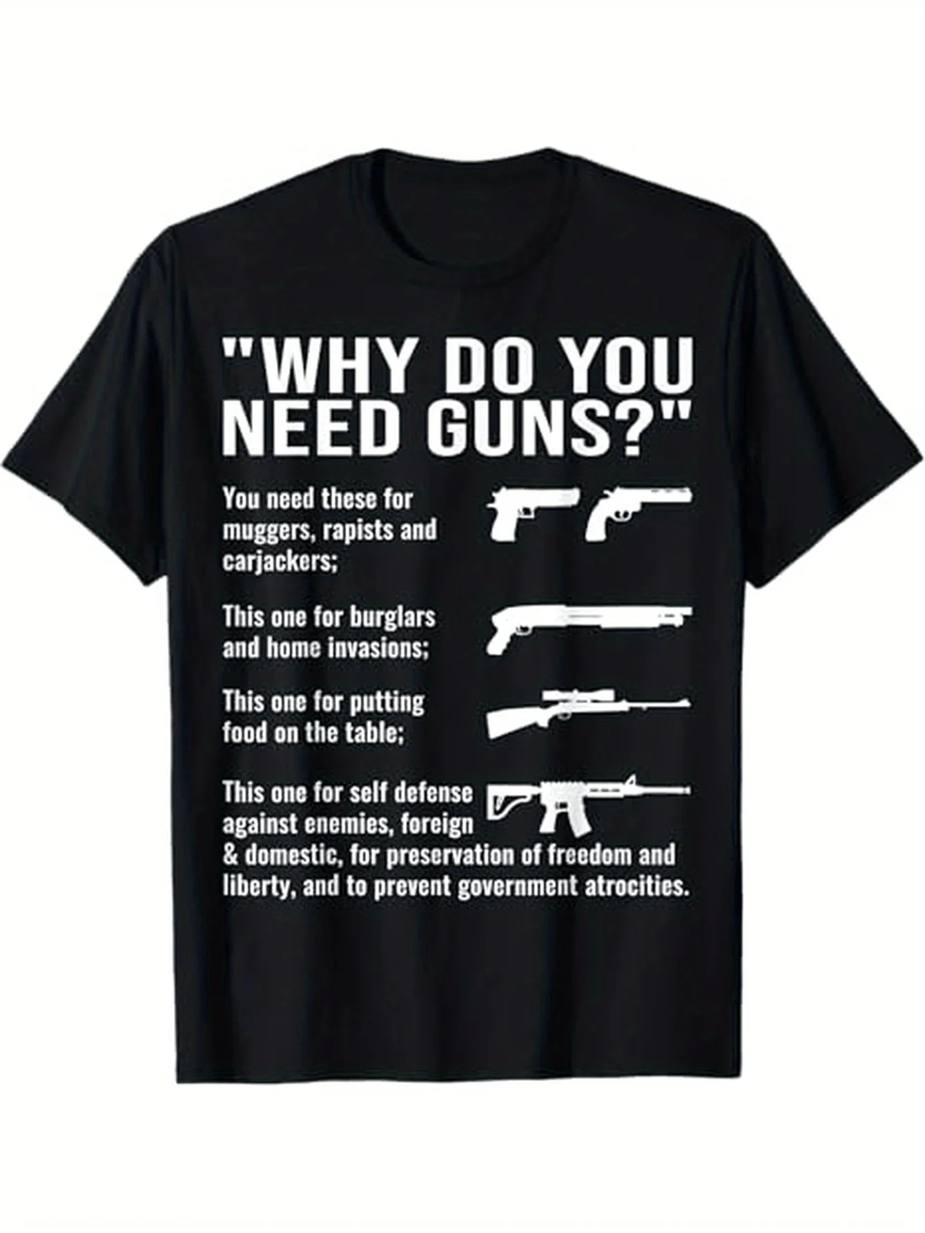 Men's Funny Gun Rights T-Shirt - Sarcastic 2nd Amendment Tee with Rifle Graphics - Black Shirt for Gun Lovers - Breathable Shirt - Machine Washable Loose Fit Top for Shooting Range & Political Events, Casual Wear, Bold Print, Durable Print