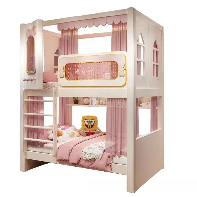 

Двухъярусная кровать-замок с горкой, многофункциональная кровать для матери и ребенка, высокие бортики