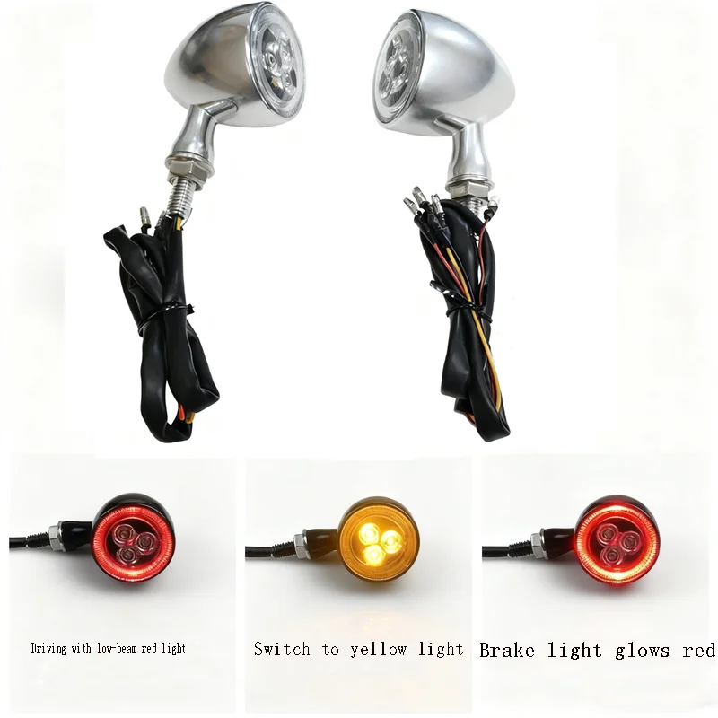 Motorcycle Custom Retro Three-in-One Turn Signal 8mm Front Position Light LED Turn Running Light for Harley Sportster For Dyna,