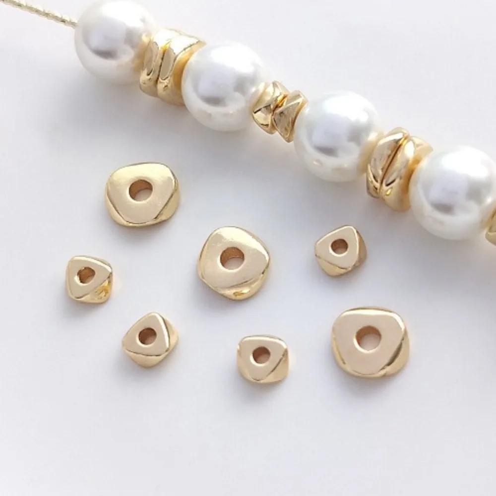 

Медная бусина 14-каратного золота, сломанная золотая прокладка, треугольная бусина-разделитель, жемчужный браслет «сделай сам», ожерелье, ювелирные изделия, свободные аксессуары из бисера