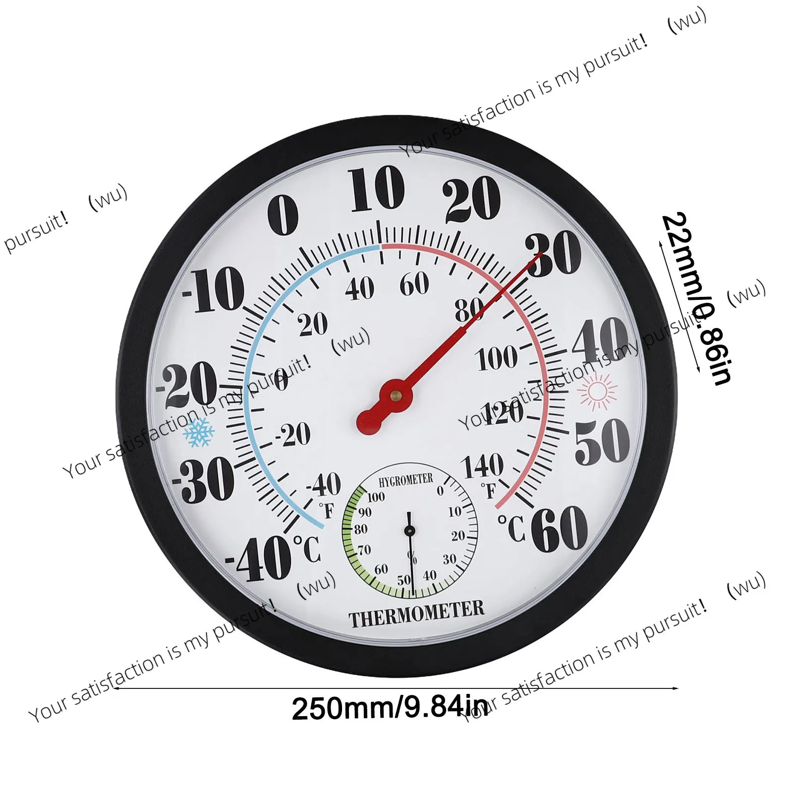 25cm Indoor Outdoor Thermometer Wall Hanging Large Thermometer Home Office Outdoor Garden Temperature Measurement Tools