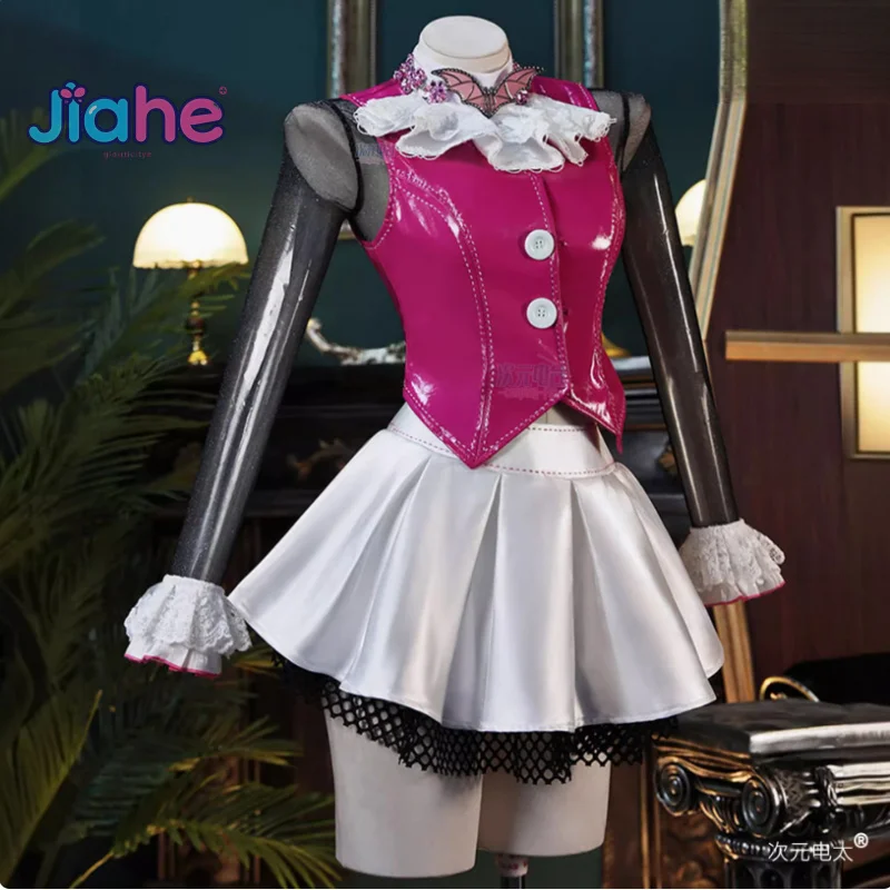 Draculaura Monster Cos สูงคอสเพลย์เครื่องแต่งกายผู้หญิงปาร์ตี้ฮาโลวีนแฟนตาซีชุดเครื่องแบบ props ถุงเท้าเข็มกลัดต่างหูชุดใหม่