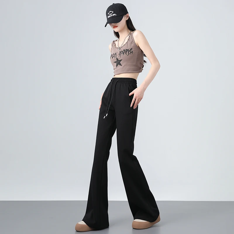 Calças largas femininas da série de lã de inverno – Lulu Dupe calças de cintura alta para levantamento de quadril, calças halter grossas e quentes