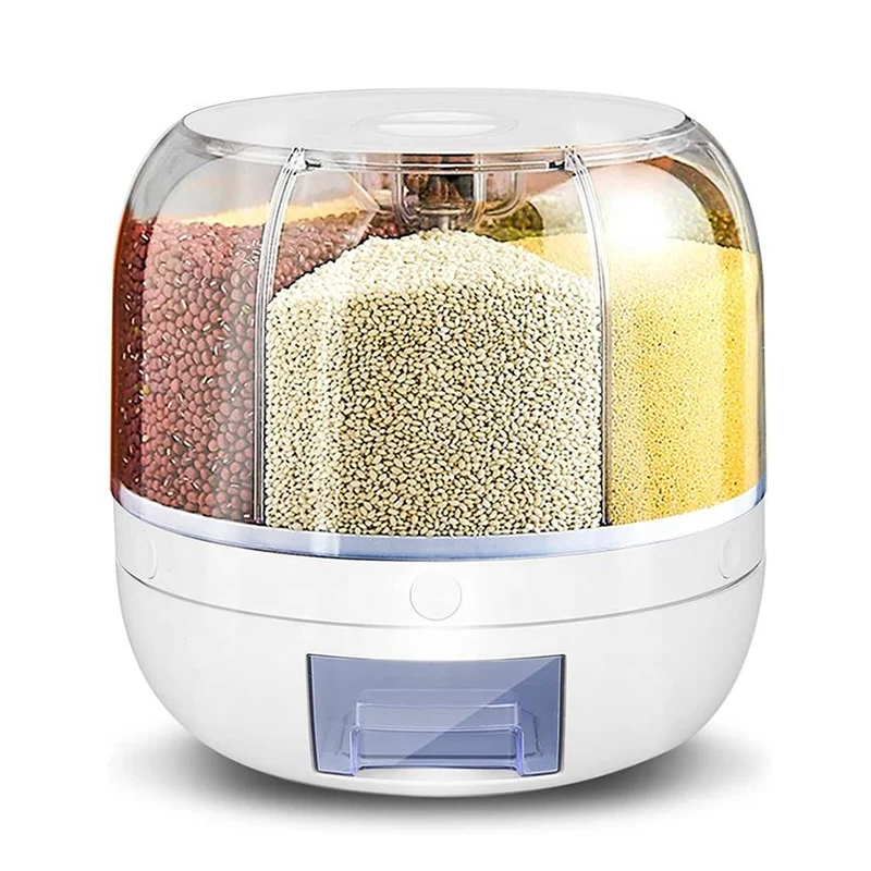 360 Degree Rotating 6 Compartment Food Dispenser
