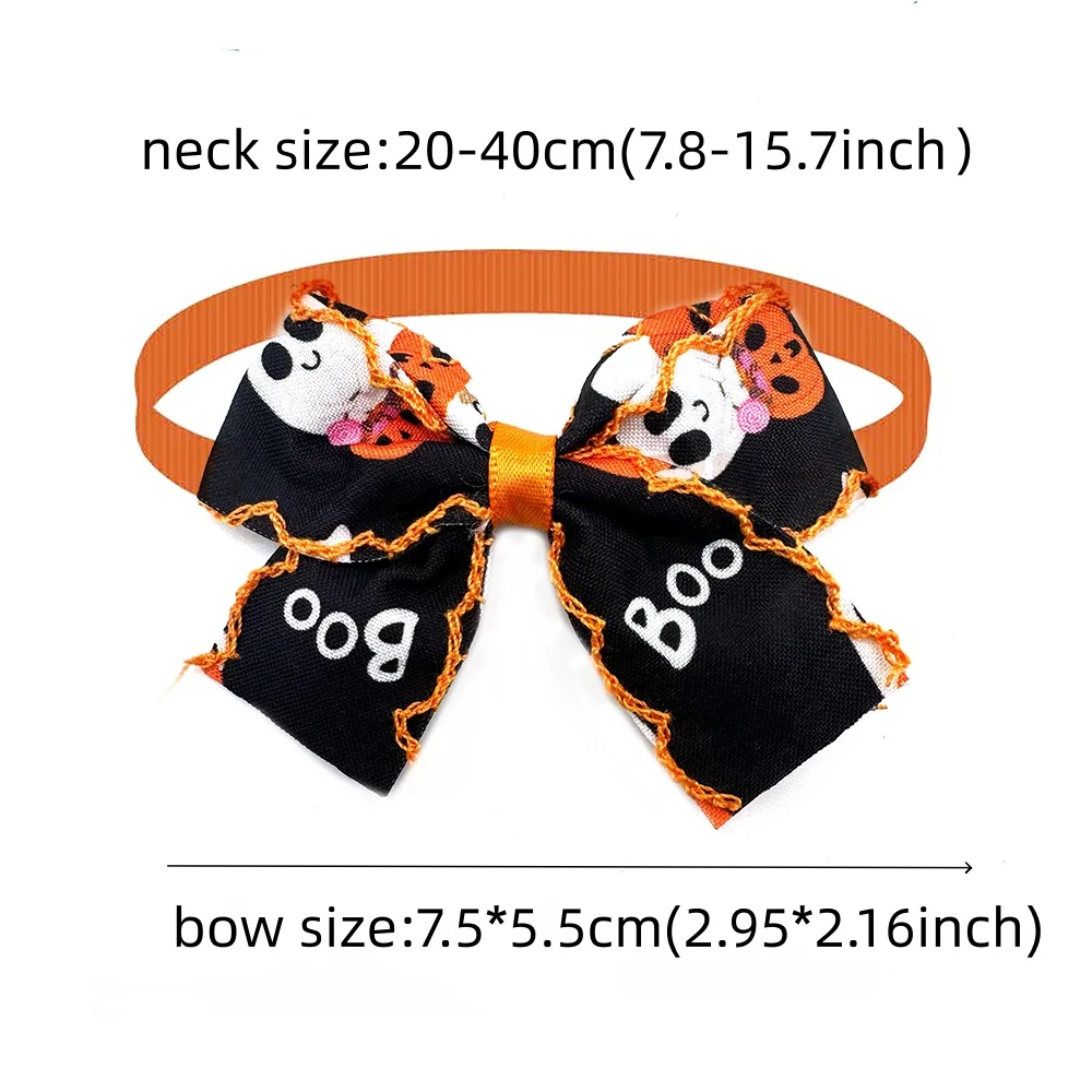 50/100 Stück Halloween-Halsbänder für Hunde, Haustier-Schleifen, kleine Schleifen für Hunde und Katzen, Kürbis-Design, Welpen-Accessoires, Hundepflege, Haustierbedarf – Detail 4