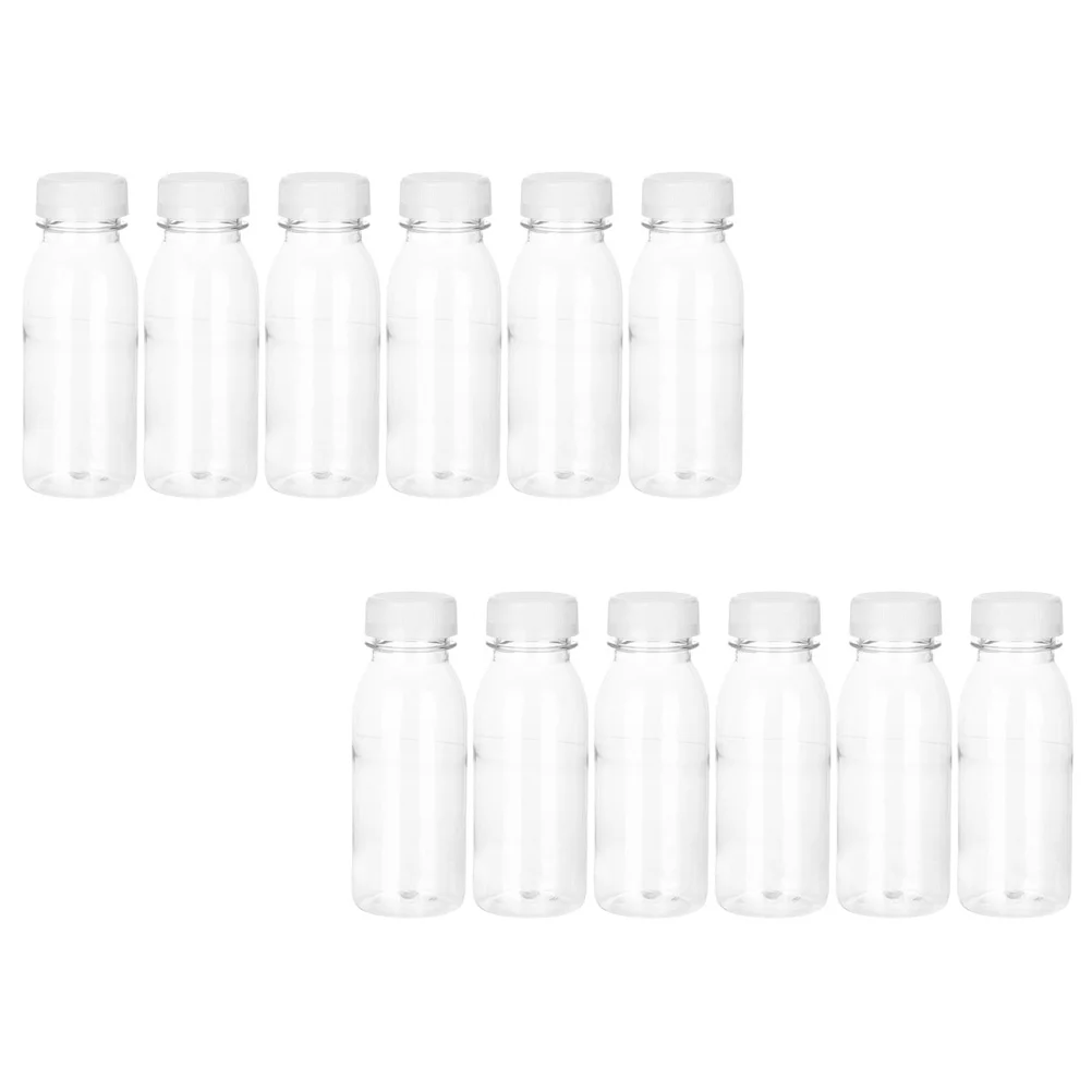 

12 Pcs Drink with Caps Clear Beverage Portable Milk Tea Fruit Plastic Juice Packing Container Thicken