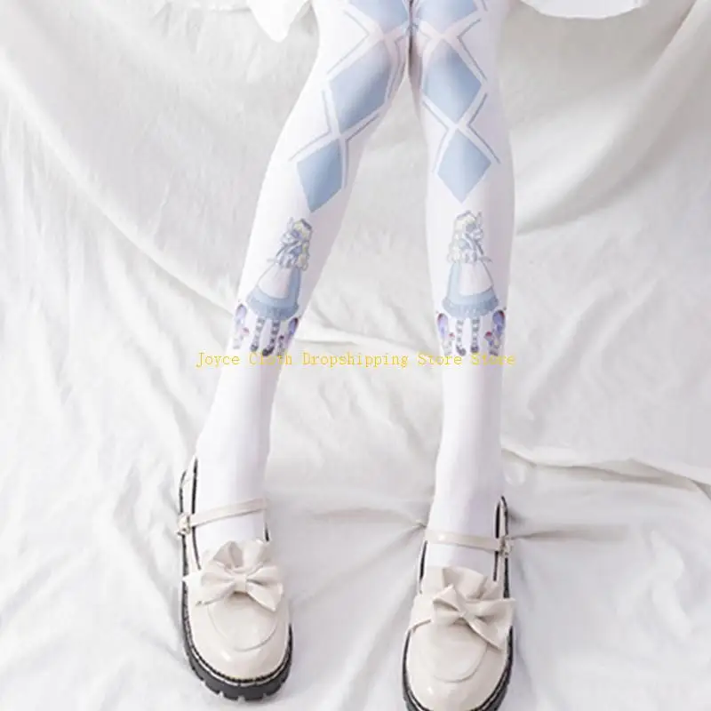 اليابانية لوليتا جوارب طويلة بيضاء خرافة الكرتون للفتيات القط أرنب نمط الجوارب النساء الفتيات تأثيري Stocki 10CD