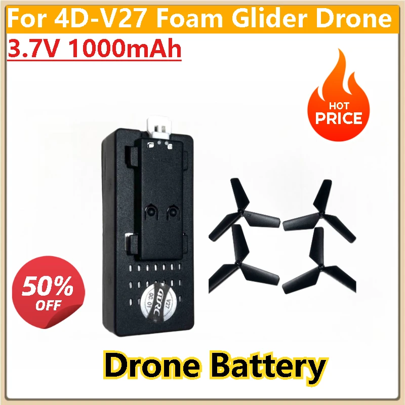 

High Quality 3.7V 1000mAh 4DRC V27 RC Plane Battery for 4D-V27 Foam Glider Drone Battery Spare Part