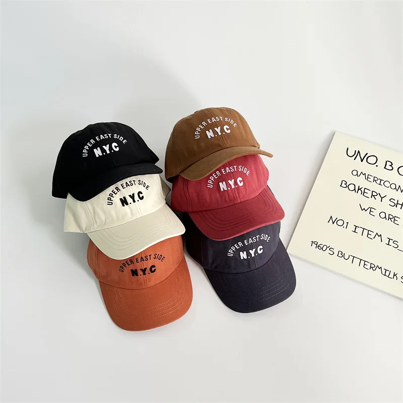 Children Cap Letter Soft Top Big Edge Sun Hat Spring& Summer Boys Baby Parent-child Baseball Caps Girls Cotton Sun Visor Caps