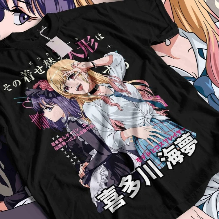 Hot Sale Summer 90s Vintage Anime Tee My Dress-Up Darling  Marin Kitagawa Saju Juzu Graphic Tee Gothic Cotton Oversized T-shirts
