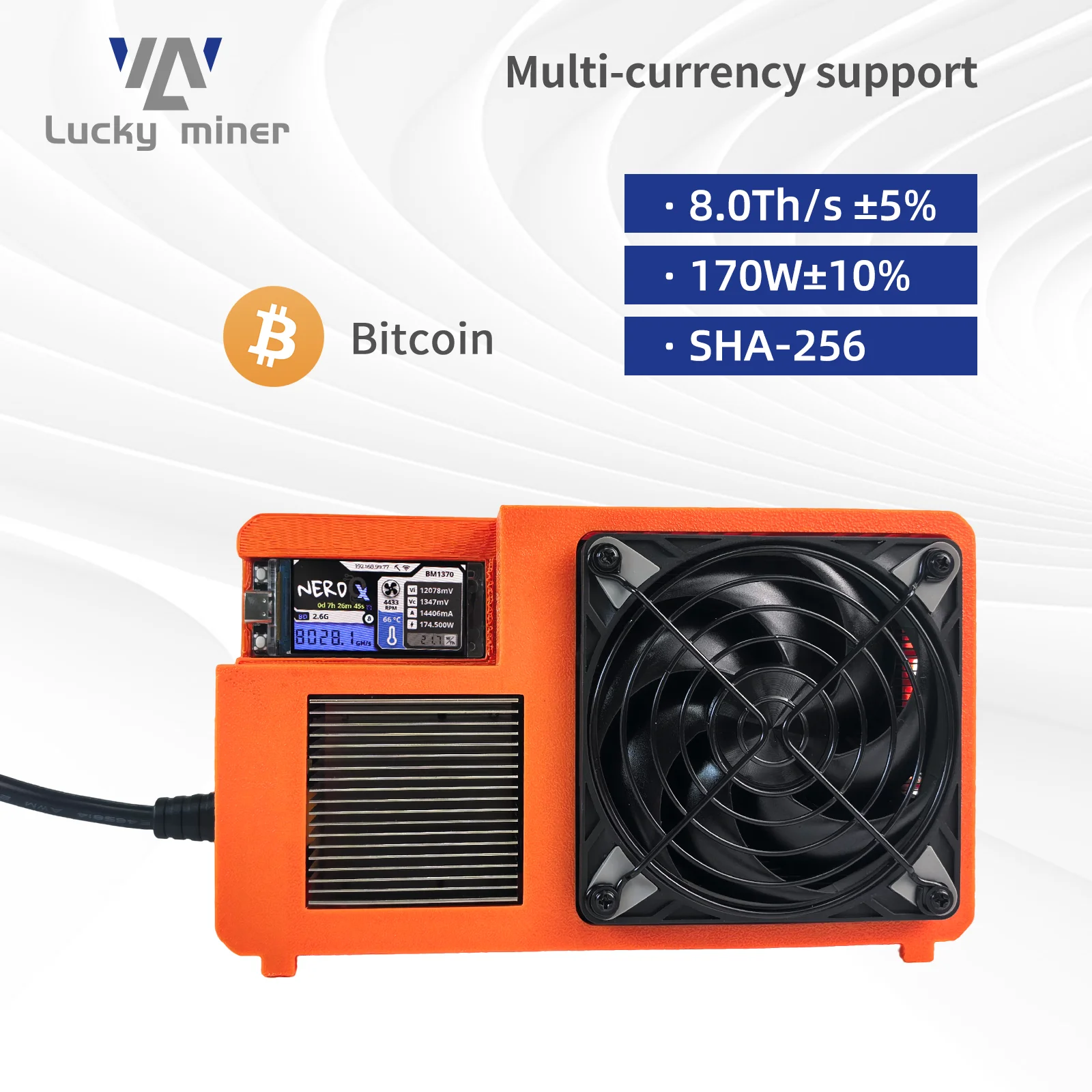Nuevo miner de Bitcoin NerdQX 8TH/s 2026, miner de Bitcoin SHA-256 ASIC de bajo consumo de 170W, máquina de minería criptográfica doméstica