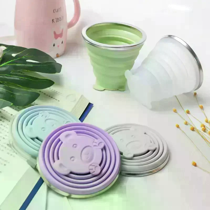 180/270/320ML Portable Silicone Folding Water Cup Heat Resistant With Lid Collapsible Outdoor Travel Drinking Mug Sip