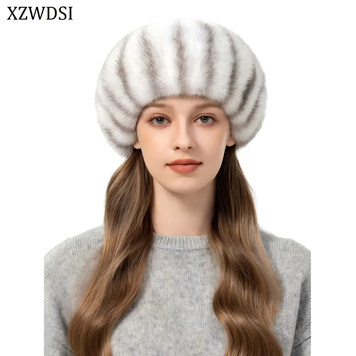 Luxury Women's Winter Hat Elegant Warm Fashion Real Mink Fur Cap for Casual Travel Cycling-Factory Wholesale