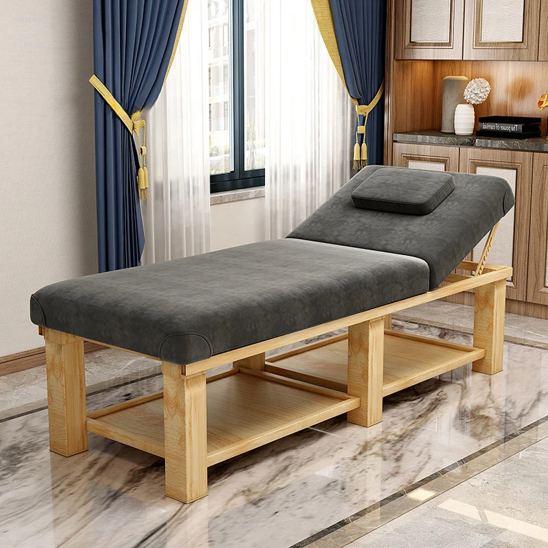 Mesas de massagem dobráveis de madeira maciça, Maca estética para salão de beleza, Camas portáteis para massagem corporal, Cama simples