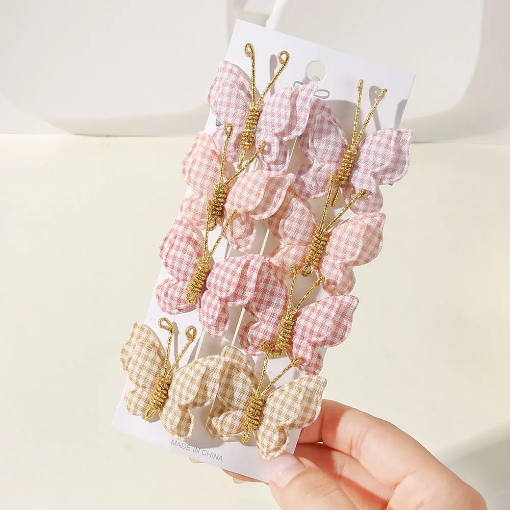 

8Pcs Cute Colorful Checkered Bow Hair Clips BB New Headwear Girl's Hair Clip Children's Hair Accessory Sweet Apparel Accessories