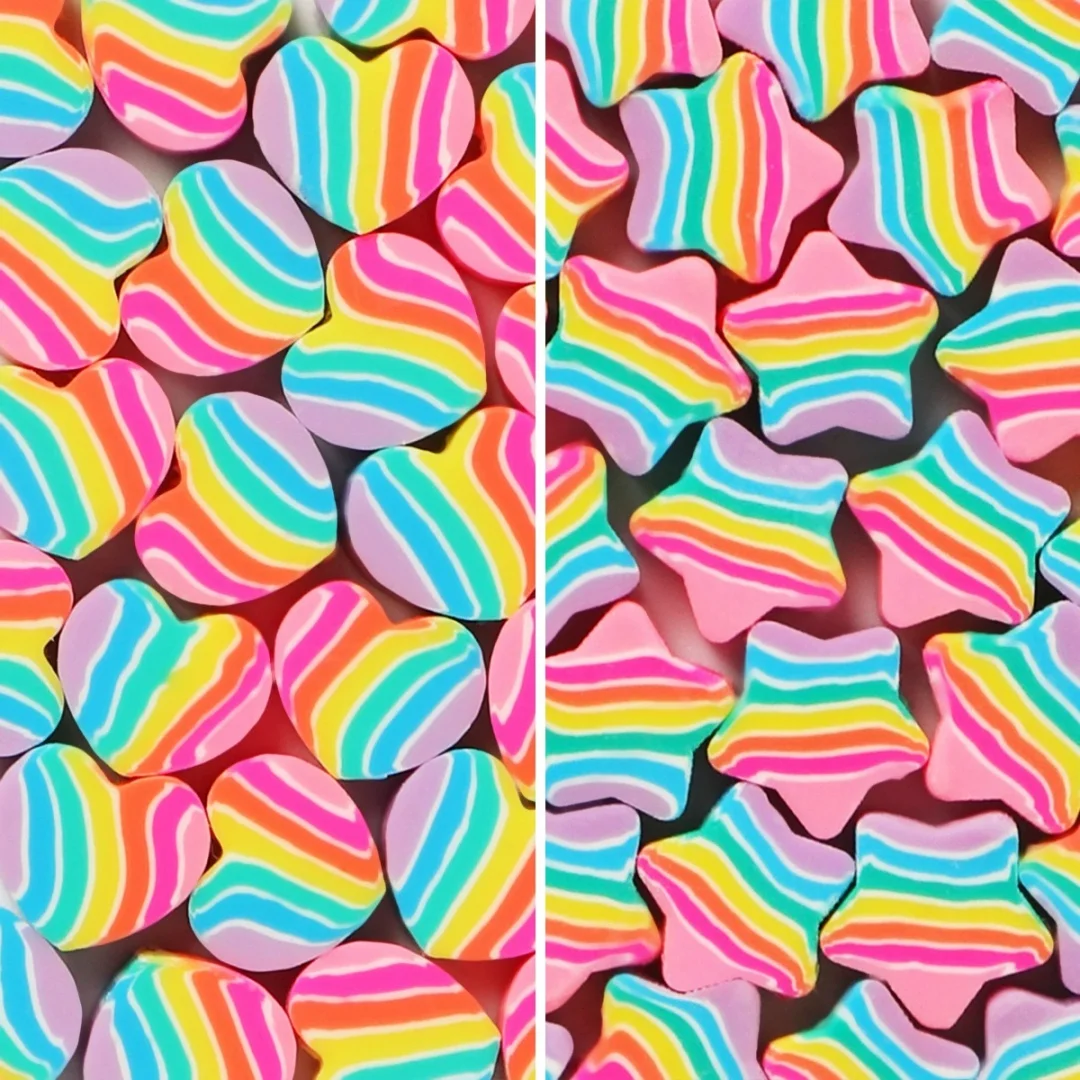 9mm Bunte Herzen, Pentagramme, Weiche Keramikperlen, DIY-Zubehör, Lose Perlen, Abstandsperlen, Feiertagsgeschenke, Accessoires