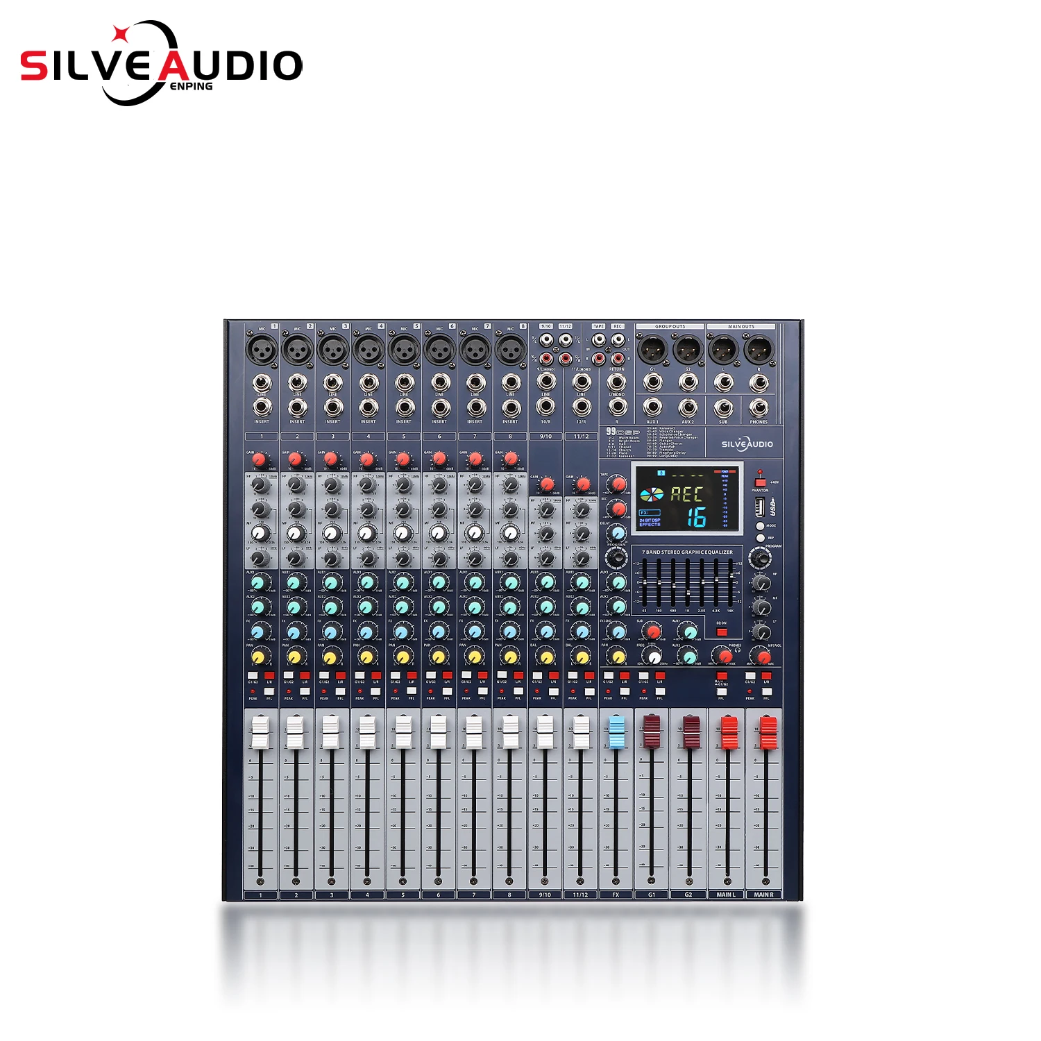 GAX-FX12 Professional Audio Mixer Console 12 Channel 99dsp USB Sound Card Recording MP3 Reverb Audio Mixing Processor