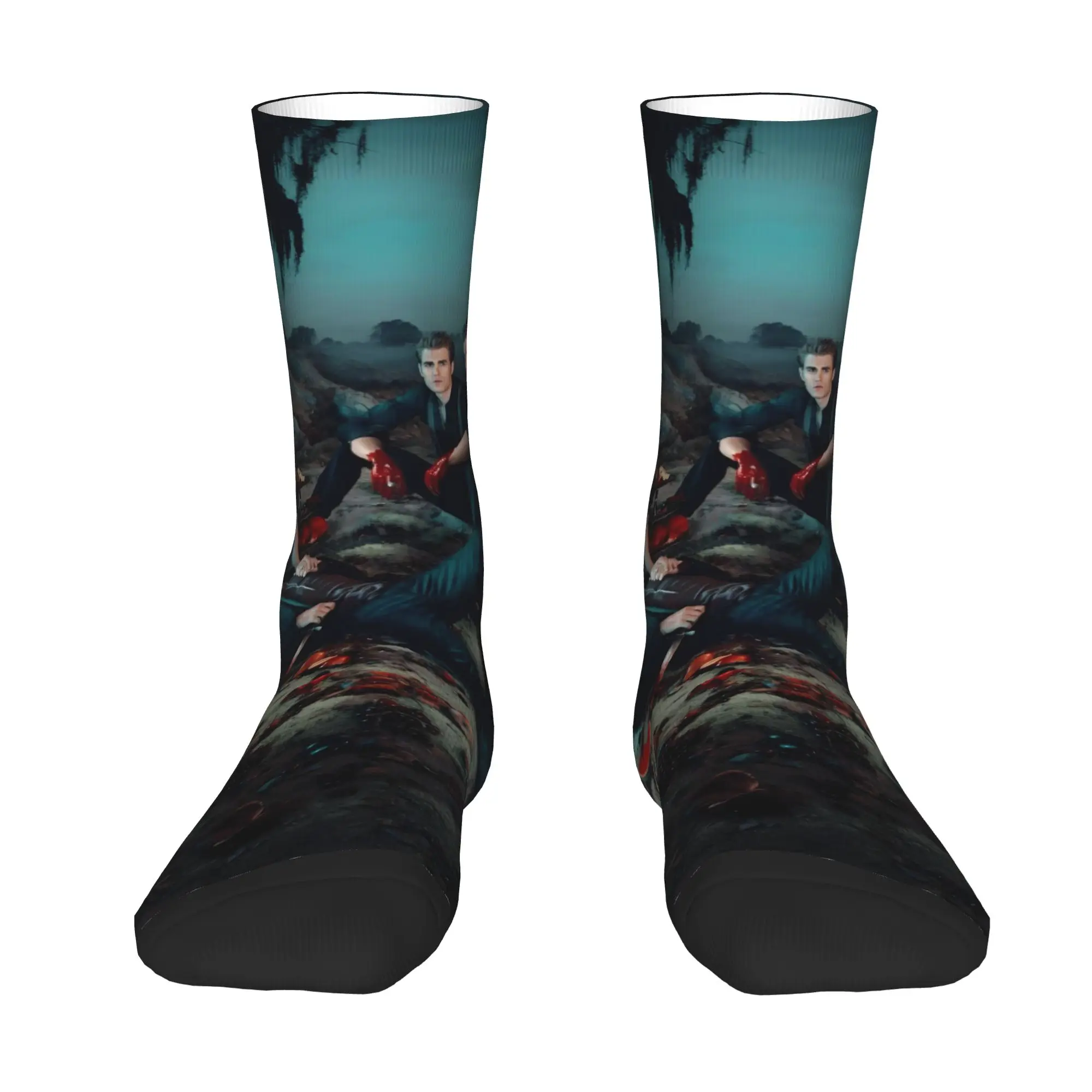 Custom The Vampire Diaries Men's Crew Socks Unisex Kawaii 3D Print Dress Socks
