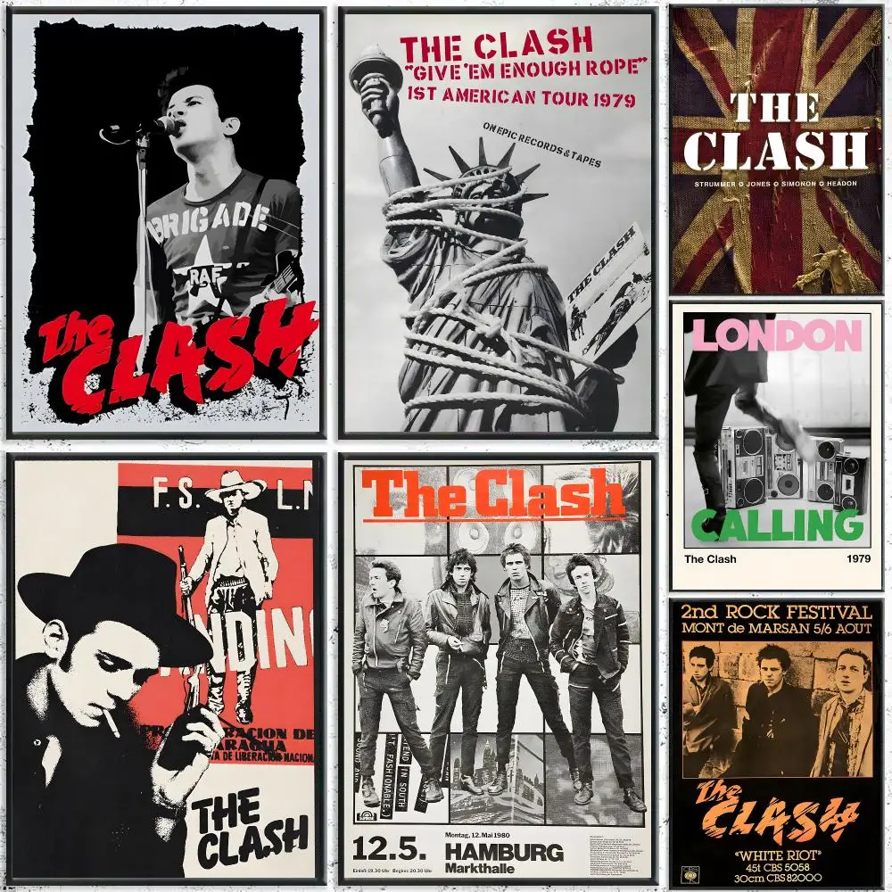 Band The Clash Poster Self-Adhesive Waterproof Wall Stickers, Coffee Bar Home Wall Decor