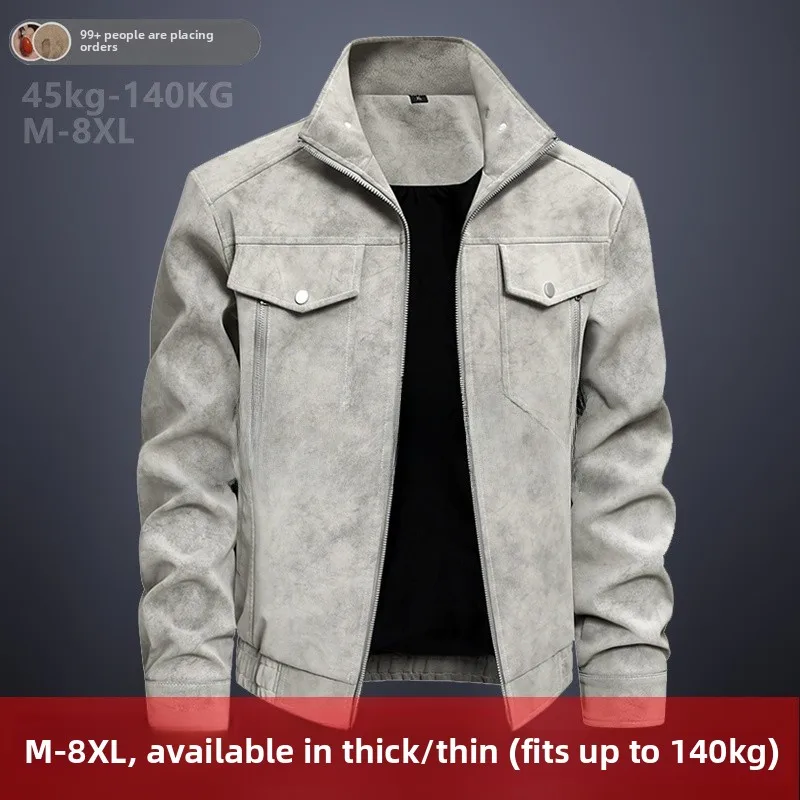

Винтажная мужская замшевая кожаная куртка в американском стиле, большой размер, осенне-зимняя байкерская модная повседневная одежда из овчины Thiened