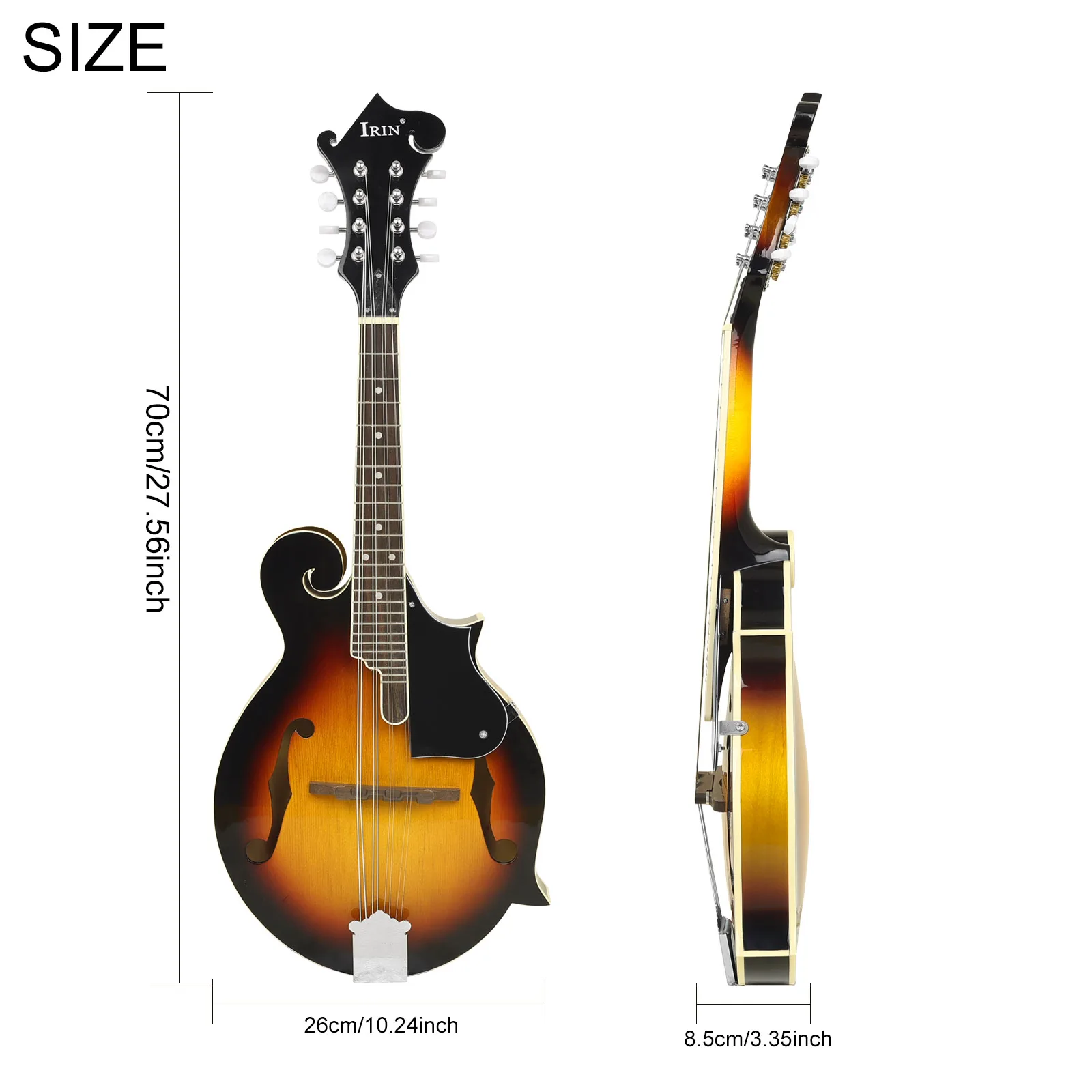 IRIN Mandolin Spruce Plywood Maple Wood Back Panel F-Type Acoustic Mandolin Suitable For Performance And Grading Exams MD-70