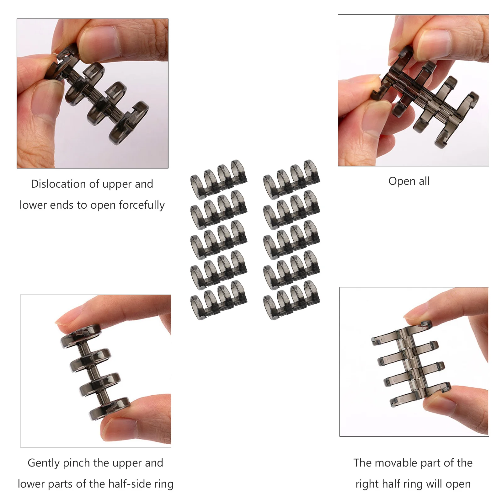 

10 Pcs Ring Binder Binding Strips Office Four- Hole Plastic Clips Stationery Scrapbook