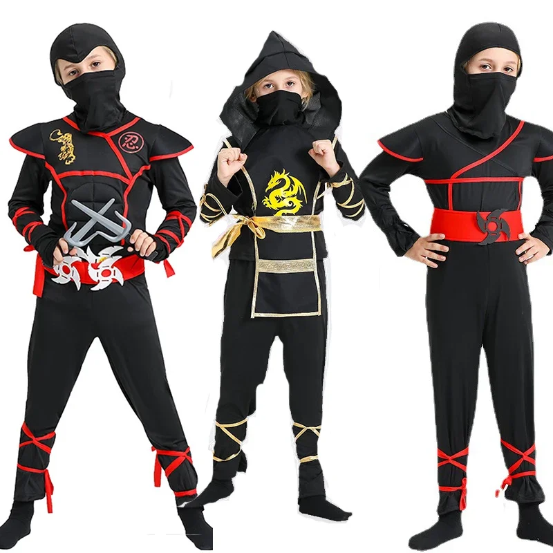 Halloween Ninja Costume For Boys Dress Up Dragon Ninja Muscle Costume Kung Fu Outfit Birthday Gifts Kids Ninja Role Playing Suit