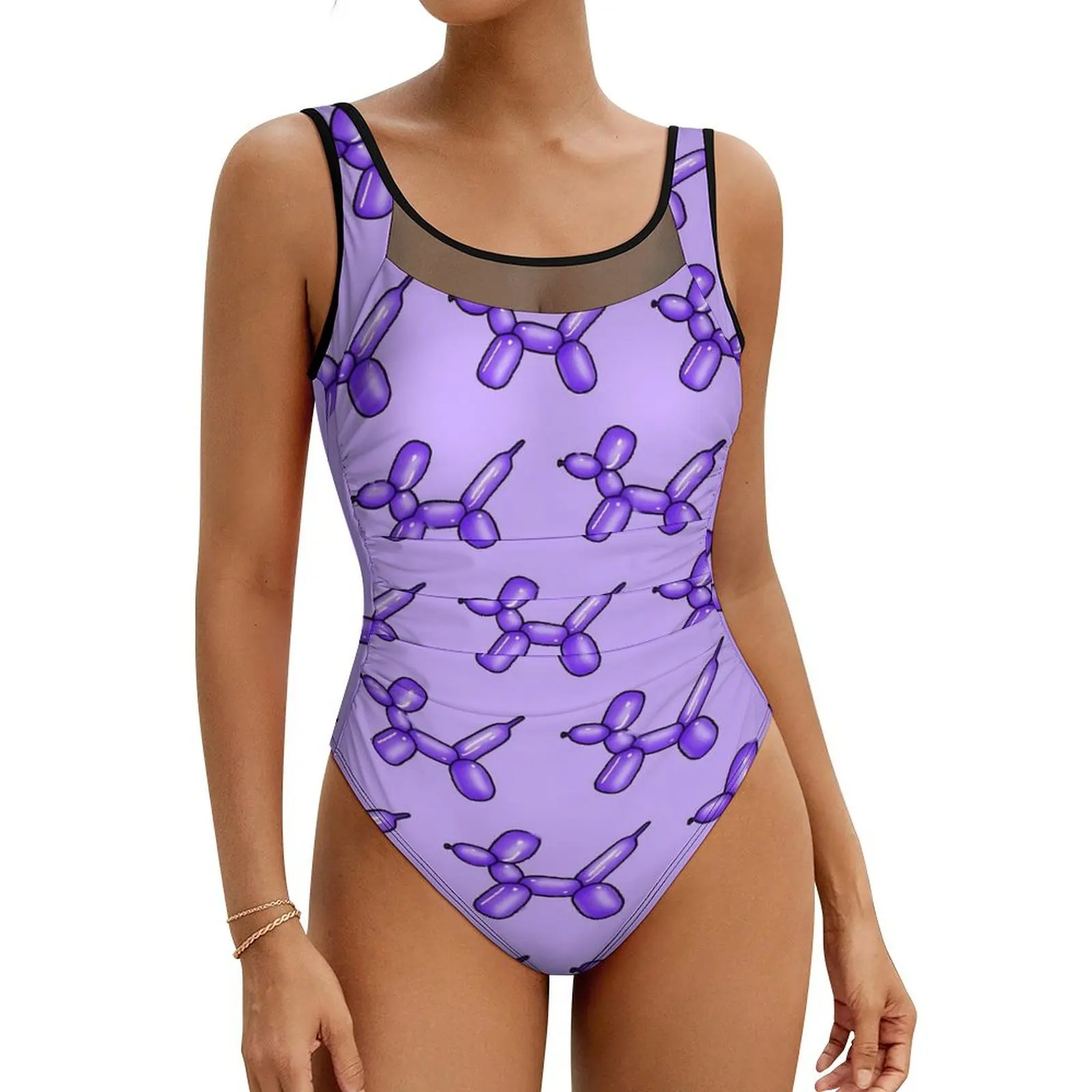 

Purple Balloon Swimsuit Sexy Abstract Animal One Piece Swimwear Push Up Bodysuit Stylish Beach Monokini