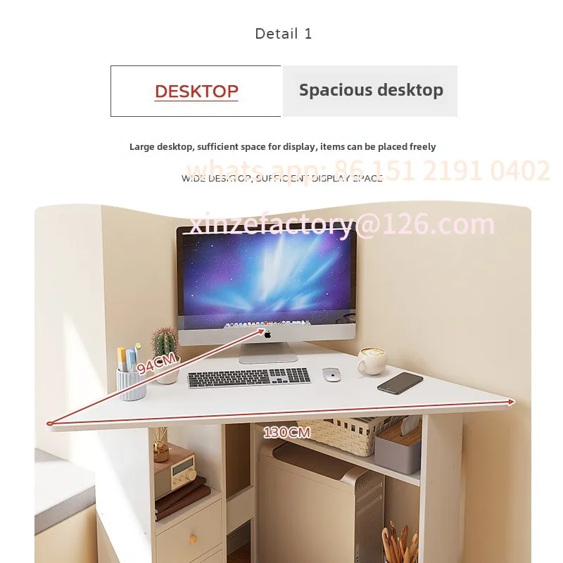 

Customizable narożne z półką na książki do domowego biura i nauki Narożne biurko do pisania z półkami do przec