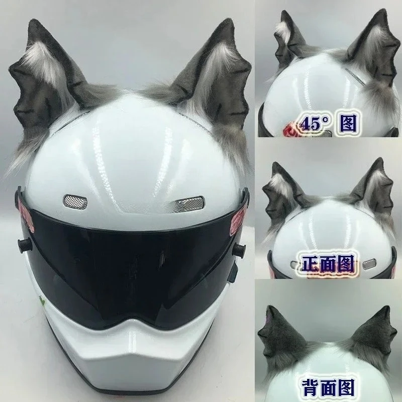 Doseei-キツネの耳のヘルメットオーナメント、オートバイのライダー、スキーヘルメット、猫とオオカミの耳、注目を集める装飾