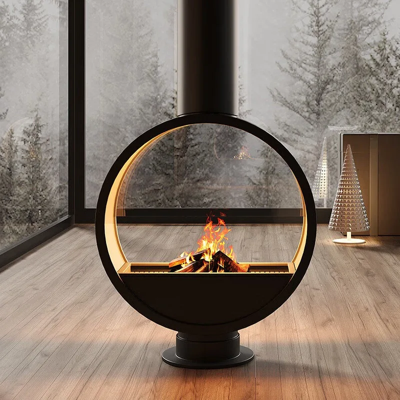 

Customized custom ring hanging real fireplace hotel coffee club homestay decoration electronic 3D atomization round decoration