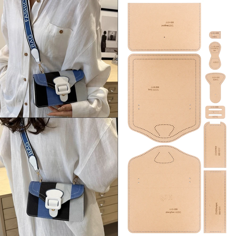 DIY Bags Stencils - Kraft Paper Template, DIY Leather Handmade Crafts-Sewing Paper Patterns of Sewing Leather Crossbody Bags