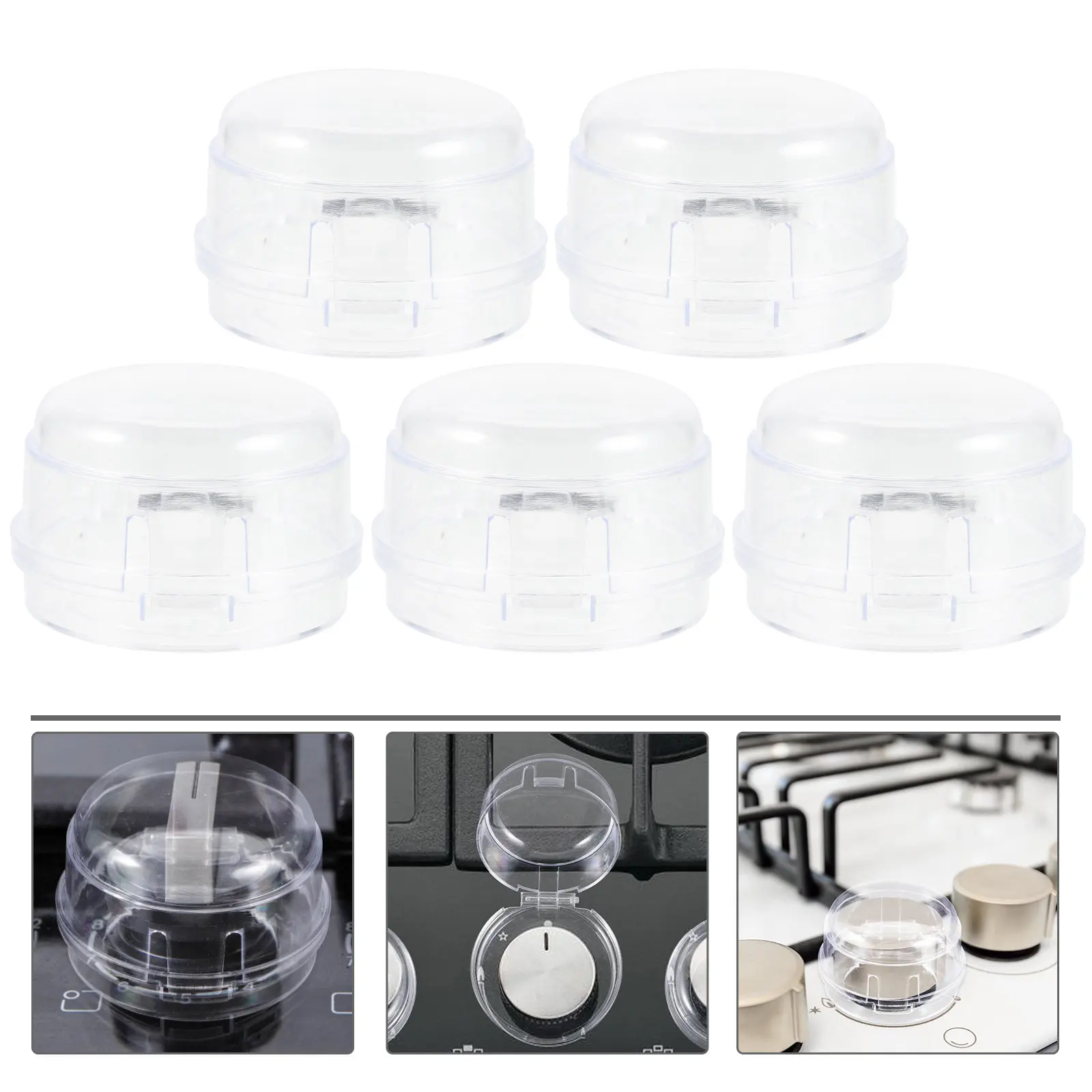 

5pcs Gas Stove Knob Kitchen Safety Guard Oven Knob Covers Heat Resistant Child Proof Protector Plastic Stove Covers