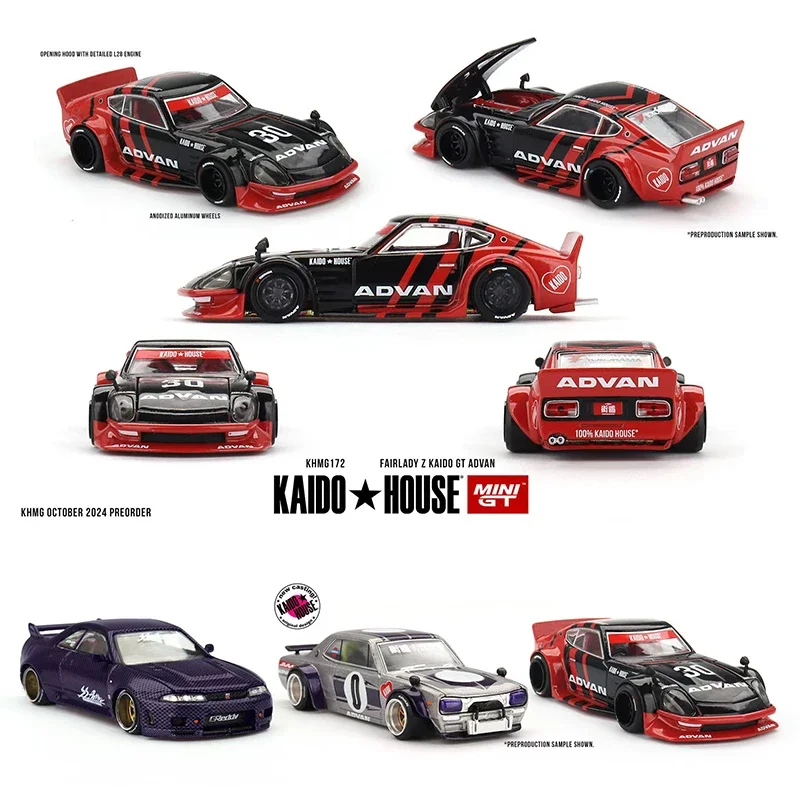 Prevendita 1:64 MINIGT KHMG172 Fairlady Z Advan Cappuccio apribile Diecast Modello di auto Kaido House 172