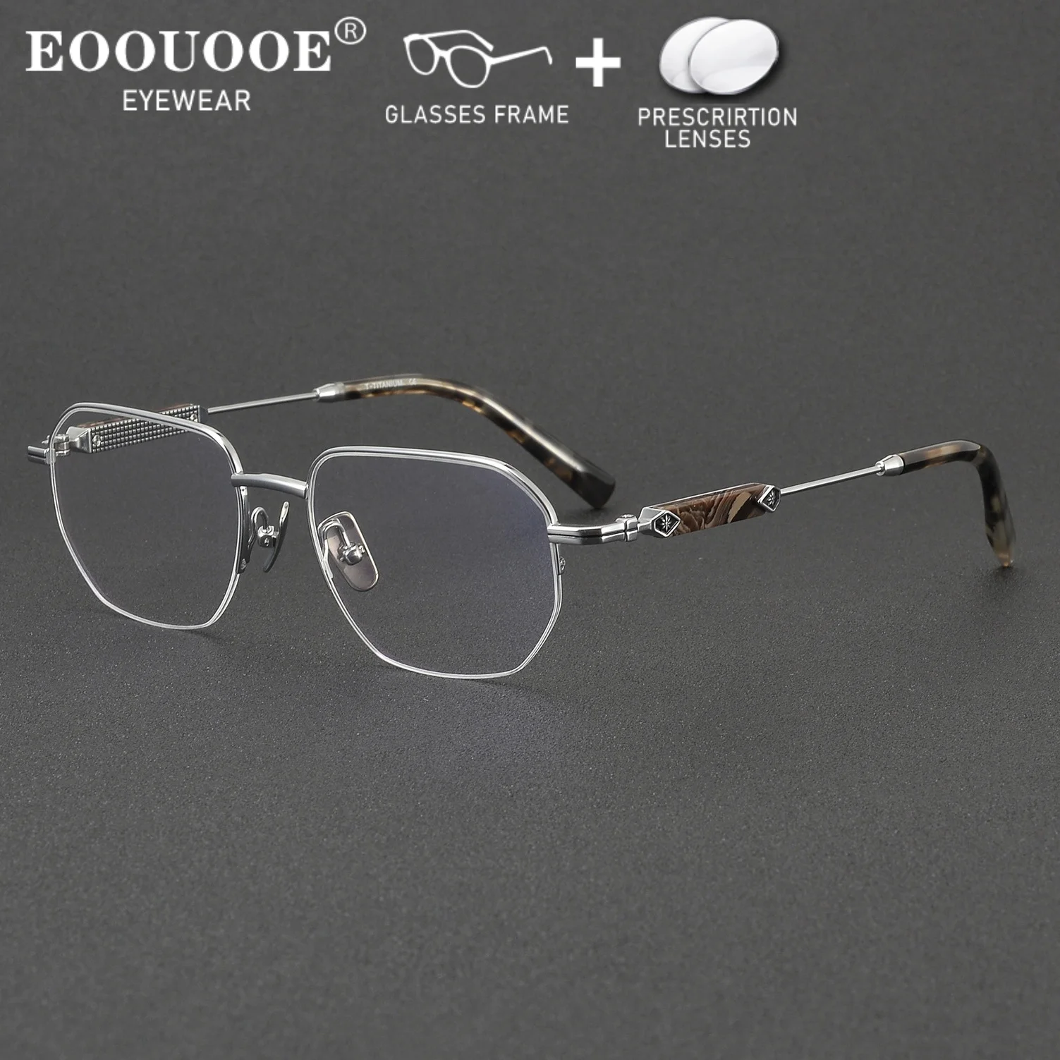 New Vintage Eyewear Pure Titanium Men's Optical Glasses High Quality Half-Frame Myopia Lenses Customiz Recipe Prescription