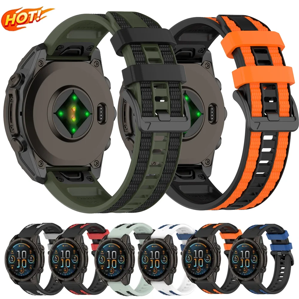 Quick Fit 22mm 26mm Sport-Silikonarmband für Garmin Quatix 8 Tactix 8 Fenix 8 51mm 47mm Armband Garmin Instinct 3 45/50mm Gurt
